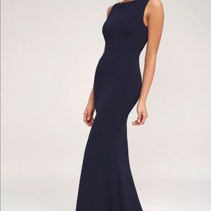 Lulu’s Navy Blue Formal Backless Dress